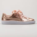 Puma Basket Heart Lunar Lux pink and white sneaker