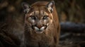 Puma. Cougar Closeup Portrait. Mountain lion. Royalty Free Stock Photo
