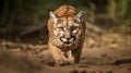 Puma. Cougar Closeup Portrait. Mountain lion. Royalty Free Stock Photo