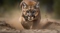 Puma. Cougar Closeup Portrait. Mountain lion. Royalty Free Stock Photo