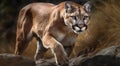 Puma. Cougar Closeup Portrait. Mountain lion. Royalty Free Stock Photo