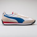 Puma Easy Rider white, blue and red sneaker Royalty Free Stock Photo