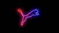 puma logo in neon light neon sign Royalty Free Stock Photo