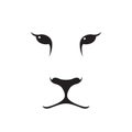 Puma muzzle silhouette. Wild animal emblem. Minimalist template design.