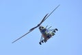 Puma Socat IAR - 99 military helicopter performing a demonstration flight. Military helicopter in camouflage colors