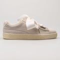 Puma Suede Heart Satin beige and gold sneaker