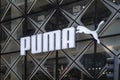 Puma type and jumping cat logo on glass windows flagship manhattan store