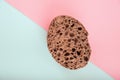 Pumice stone close up and copy space. Pumice stone 3d on a pink background. Beauty concept. Background for cosmetic product brandi