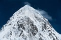 Pumo Ri Peak in Himalaya mountains Royalty Free Stock Photo
