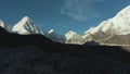 Pumori, Lingtren, Khumbutse and Nuptse Mountains. Himalaya, Nepal. Aerial View