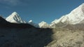 Pumori, Lingtren, Khumbutse and Nuptse Mountains. Himalaya, Nepal. Aerial View