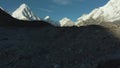 Pumori, Lingtren, Khumbutse and Nuptse Mountains. Himalaya, Nepal. Aerial View