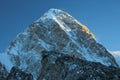 Pumori mountain peak above the summit of Kala Patthar in Himalayas