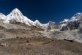 Pumori mountain peak and Himalaya mountains range, Everest region, Nepal Royalty Free Stock Photo