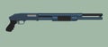 Pump action shotgun vector illustration. Powerfull firearm