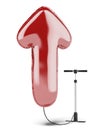 Pump with a balloon in the shape of arrow