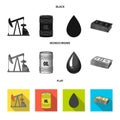 Pump, barrel, drop, petrodollars. Oil set collection icons in black, flat, monochrome style vector symbol stock Royalty Free Stock Photo