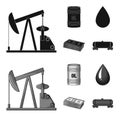 Pump, barrel, drop, petrodollars. Oil set collection icons in black,monochrom style vector symbol stock illustration web Royalty Free Stock Photo