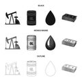 Pump, barrel, drop, petrodollars. Oil set collection icons in black,monochrome,outline style vector symbol stock