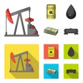 Pump, barrel, drop, petrodollars. Oil set collection icons in cartoon,flat style vector symbol stock illustration web.