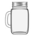 Realistic Glass Square Cup, Jar, Bottle with Silver Lid - Front look