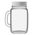 Front look - Realistic Glass Square Cup, Jar, Bottle with White Lid