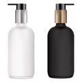 Pump bottle for cosmetic serum, black, white mockup Royalty Free Stock Photo