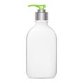 Pump Bottle. White Plastic Cosmetic Dispenser Jar