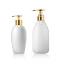 Pump bottle white product, with gold cap collection design isolated