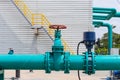 Pump and control valve on water pipe Royalty Free Stock Photo