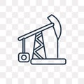 Pump jack vector icon isolated on transparent background, linear