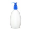 Pump shampoo bottle mockup, white container, vector