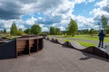 Pump track for extreme riding on bicycles, scooters, skateboards and rollerblades in Zelenograd in Moscow, Russia