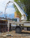 Pump truck at work Royalty Free Stock Photo