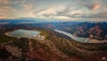 Pumped storage hydropower plant in sunset under High Tatras Royalty Free Stock Photo