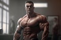 Pumped up male athlete bodybuilder. AI Generated