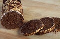 Pumpernickel on a breadboard Royalty Free Stock Photo
