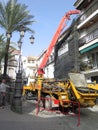 Pumping concrete over rooftop