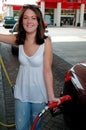 Pumping Gas - Happy Royalty Free Stock Photo