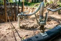 Pumping station. groundwater drainage system pumps water out of the ground. dehydration gravel rural route Royalty Free Stock Photo