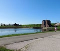 Pumping station Nordpolderzijl Noordpolderzijl in the province of Groningen, the Netherlands. Dam on the North Sea Royalty Free Stock Photo