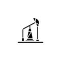 Pumping unit black icon concept. Pumping unit flat vector symbol, sign, illustration. Royalty Free Stock Photo