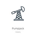 Pumpjack icon. Thin linear pumpjack outline icon isolated on white background from industry collection. Line vector pumpjack sign Royalty Free Stock Photo