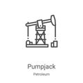 pumpjack icon vector from petroleum collection. Thin line pumpjack outline icon vector illustration. Linear symbol for use on web