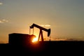 Pumpjack Sunset Horizontal Royalty Free Stock Photo