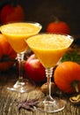 Pumpkin alcohol cocktail for fall and Halloween parties Royalty Free Stock Photo