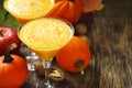 Pumpkin alcohol cocktail for fall and halloween parties Royalty Free Stock Photo