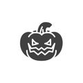 Pumpkin with angry face emoji vector icon Royalty Free Stock Photo