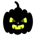 Pumpkin. Angry facial expression. Silhouette. Vector illustration. An ominous grimace shows teeth. Jack-lantern.