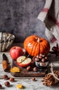 Pumpkin and Apple Pie Ingredients Royalty Free Stock Photo